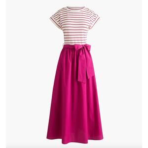 J.Crew Petite Button Shoulder Tie Waist Knit Mixy Dress Berry Pink Medium NWT
